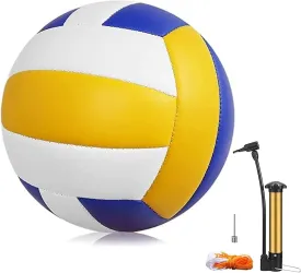 Magicorange Volleyball, 1 Pack Official Size 5 Volleyballs- PU Leather Indoor Outdoor Soft Touch Volleyballs for Beach Play, Game,Gym,Training -Includes Ball Pump
