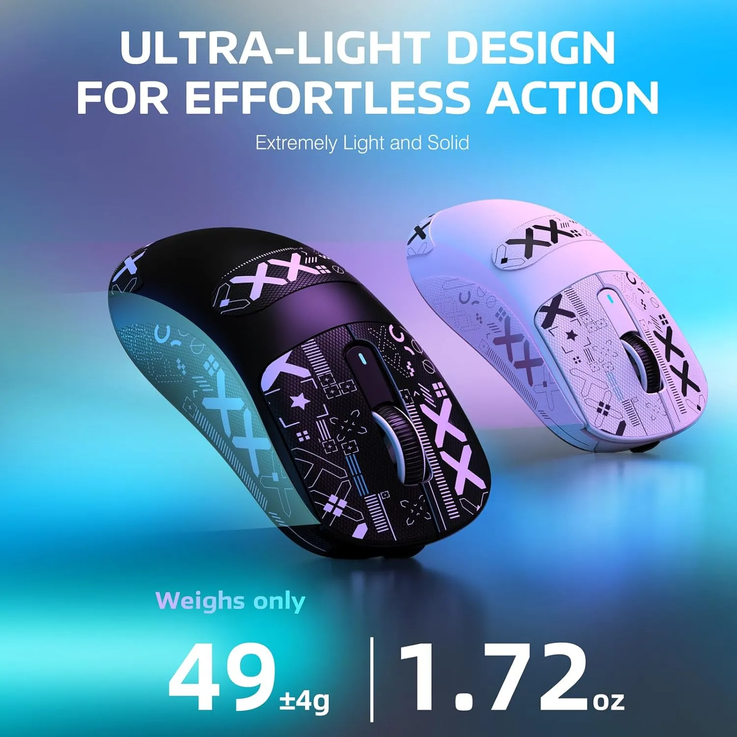 MANBASNAKE Attack Shark X3 Wireless Gaming Mouse, 49g Lightweight Triple Mode Ergonomic Computer Mouse, PAW3395 26K DPI Sensor, 200h Battery Life, Griptape Programmable Buttons for PC/Laptop/Mac/Win