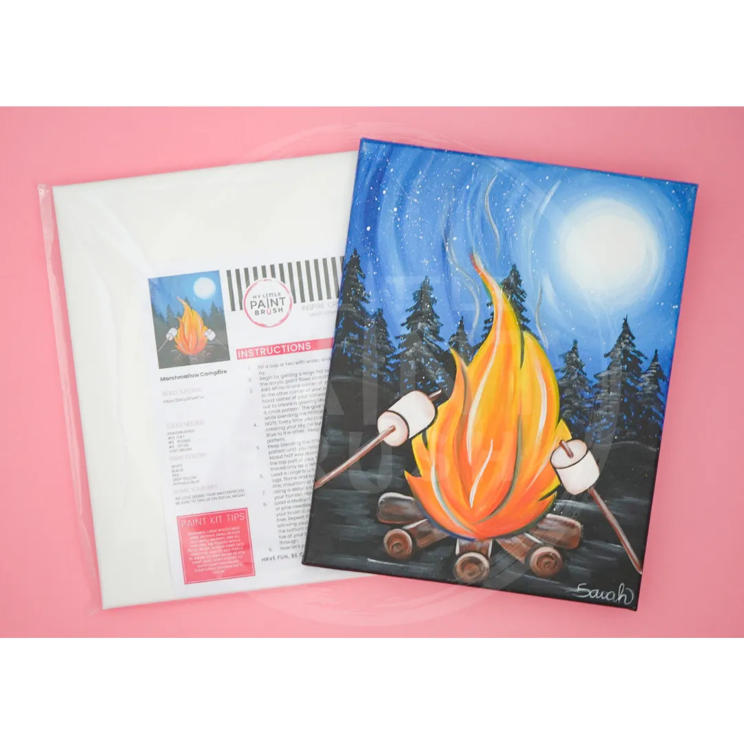 Marshmallow Campfire Paint Kit - 11X14 Canvas