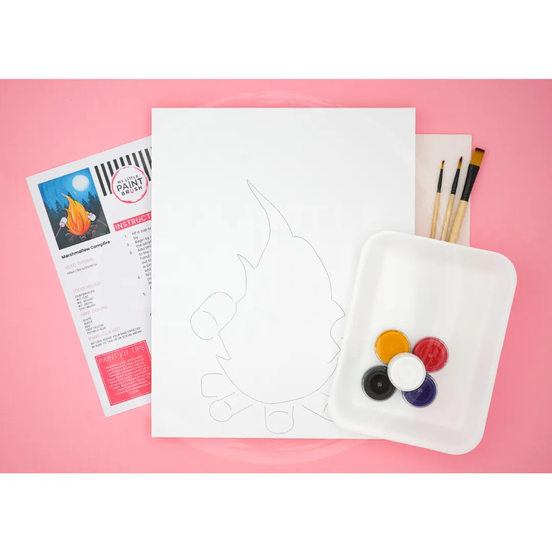 Marshmallow Campfire Paint Kit - 11X14 Canvas