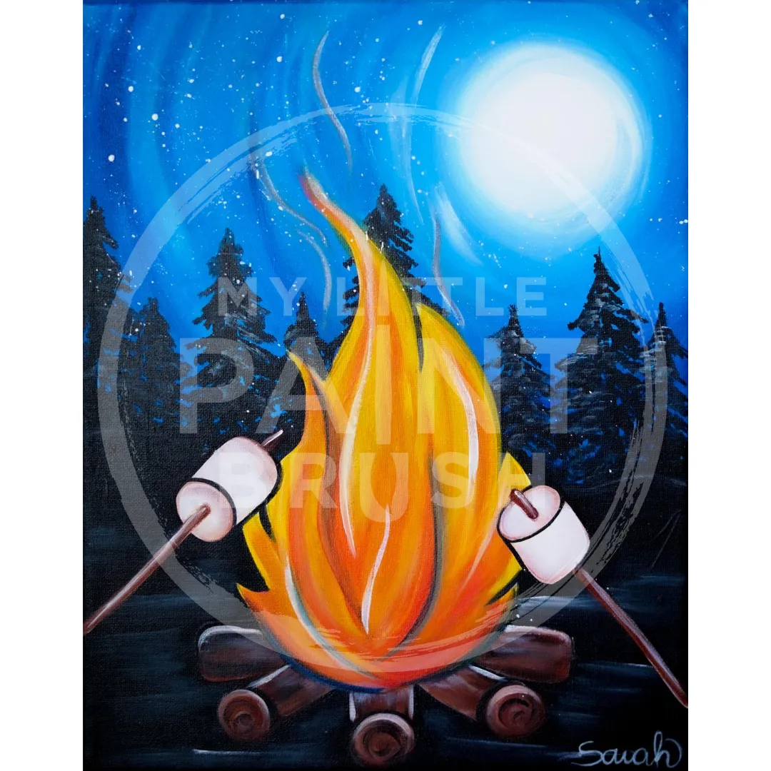 Marshmallow Campfire Paint Kit - 11X14 Canvas