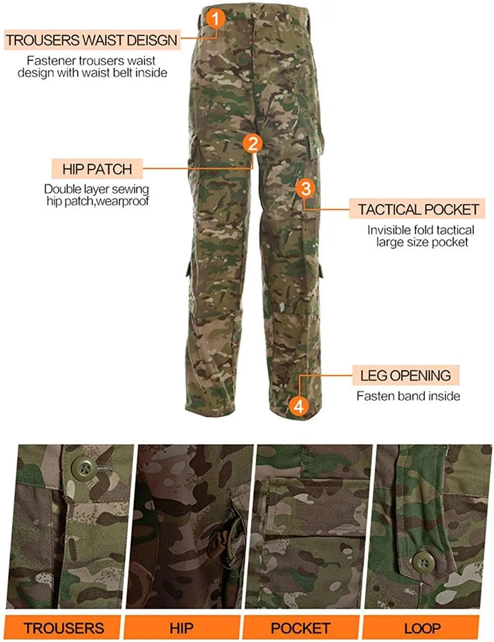 Military Camo Suit Tactical Hunting Combat BDU ACU Uniform Army Set Jacket and Pants