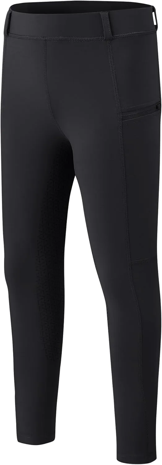 MoFiz Girls Horse Riding Pants Summer Full Seat Silicone Kids Equestrian Breeches Youth Schooling Tights Zipper Pockets