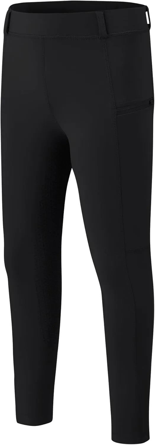 MoFiz Girls Horse Riding Pants Summer Full Seat Silicone Kids Equestrian Breeches Youth Schooling Tights Zipper Pockets
