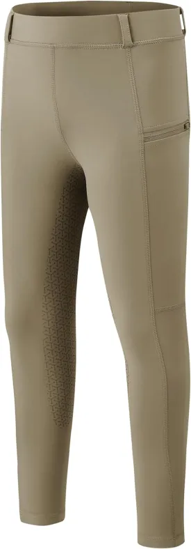 MoFiz Girls Horse Riding Pants Summer Full Seat Silicone Kids Equestrian Breeches Youth Schooling Tights Zipper Pockets