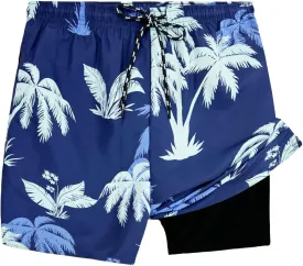 Muscle Killer Men's Swim Trunks with Compression Liner 2 in 1 Board Beach Shorts Quick Dry Swimwear Bathing Suits Swim Short