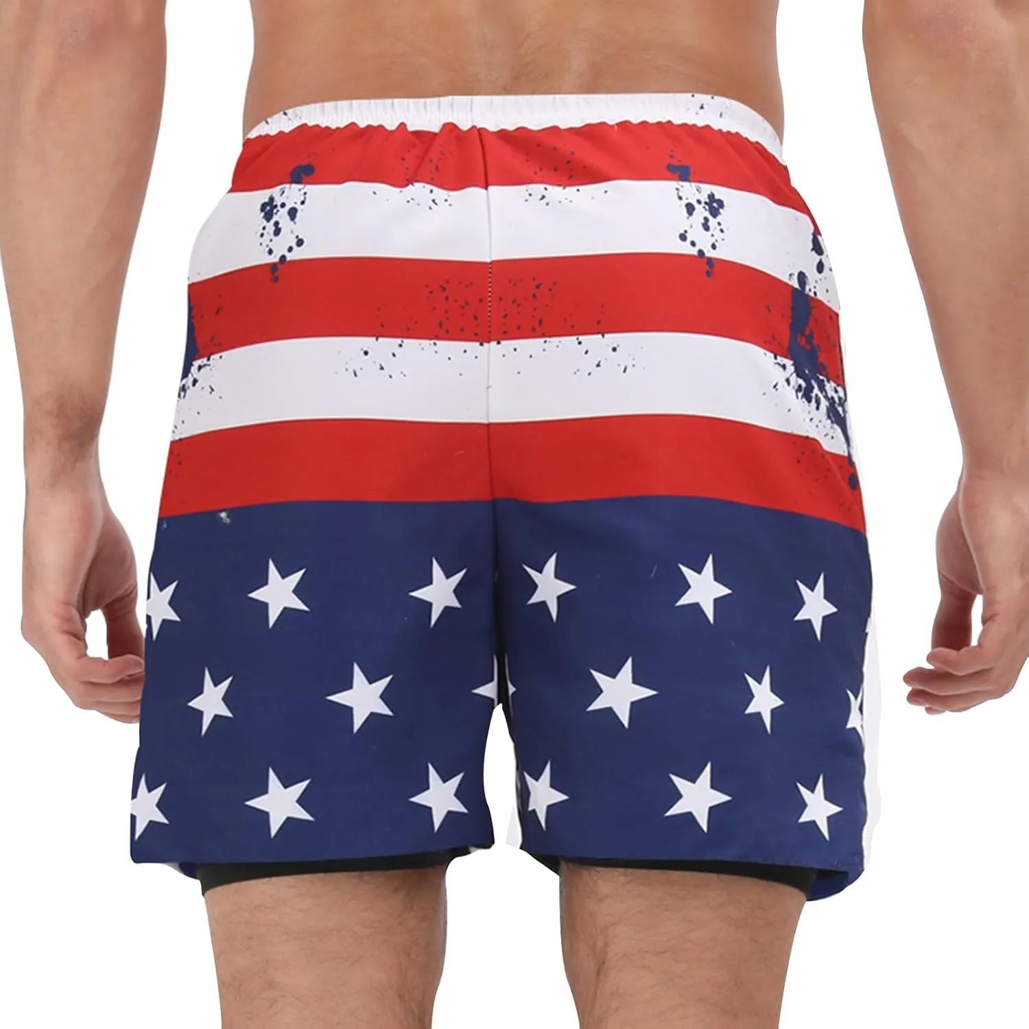 Muscle Killer Men's Swim Trunks with Compression Liner 2 in 1 Board Beach Shorts Quick Dry Swimwear Bathing Suits Swim Short