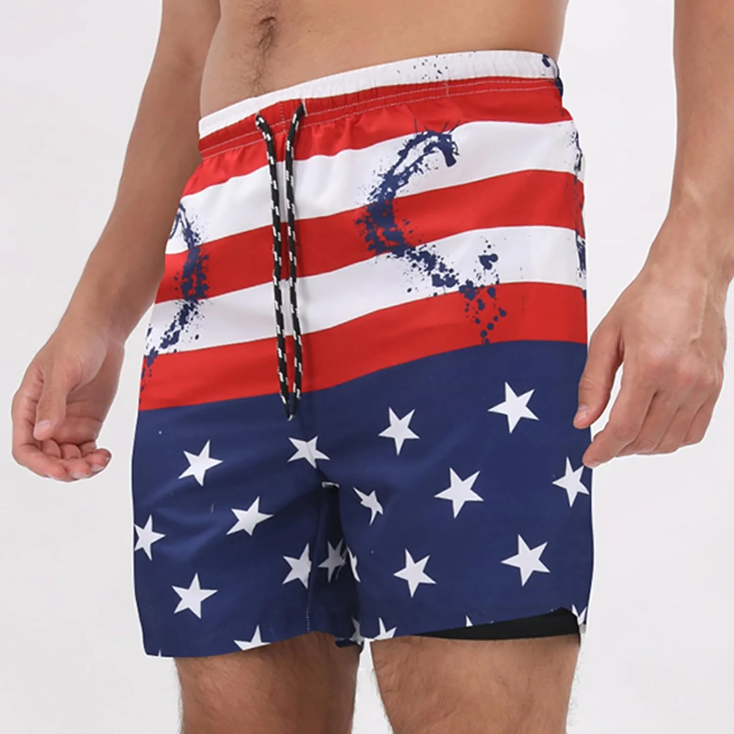 Muscle Killer Men's Swim Trunks with Compression Liner 2 in 1 Board Beach Shorts Quick Dry Swimwear Bathing Suits Swim Short
