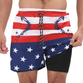 Muscle Killer Men's Swim Trunks with Compression Liner 2 in 1 Board Beach Shorts Quick Dry Swimwear Bathing Suits Swim Short