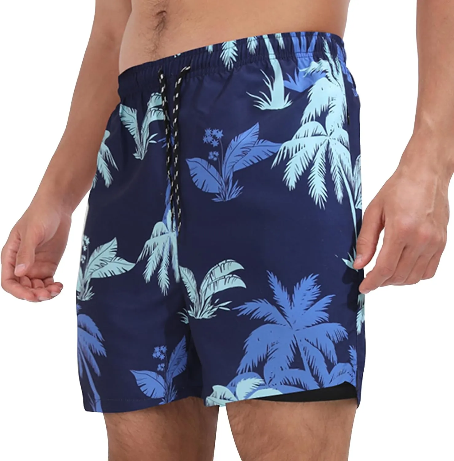 Muscle Killer Men's Swim Trunks with Compression Liner 2 in 1 Board Beach Shorts Quick Dry Swimwear Bathing Suits Swim Short