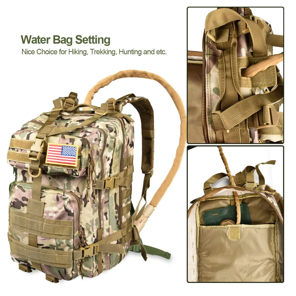NOOLA Military Tactical Backpack Army Assault Pack Molle Bag Rucksack Multicam CP