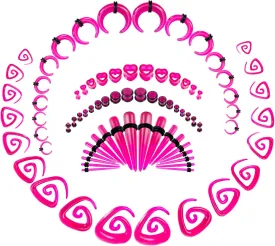 ONESING 84Pcs Ear Stretching Kit 14G-00G Ear Gauge Stretching Kit Acrylic Septum Pincher Spiral Taper Heart Tunnels Ear Plugs Hypoallergenic Ear Gauges Expander Set for Women Men