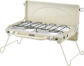 ONLYFIRE Portable Camping stove 2-Burner, Propane Camping Stove with Foldable Legs, Camping Grill Stove with Adjustable Burners, Heavy-Duty Latch & Handle for Camping, Tailgating, RV, BBQ, Off-white