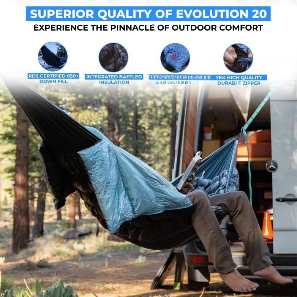 Outdoor hammock, down with integrated sleeping bag, suitable for outdoor camping, hiking, outdoor garden, hammock
