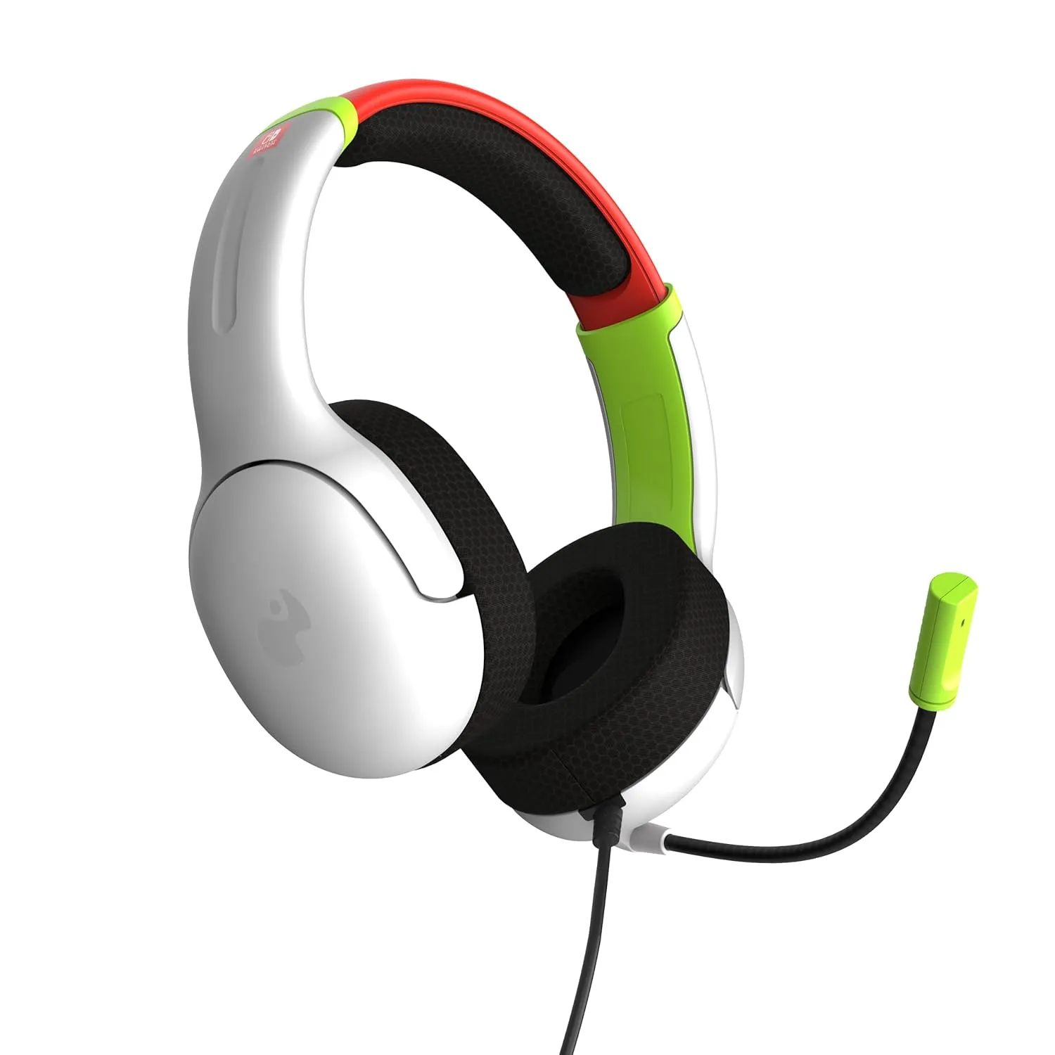 PDP AIRLITE Wired Headset, Officially Licensed Nintendo Switch/Lite/OLED, Lightweight Durable Headphones, 3.5mm audio jack, Noise-canceling Flip-to-Mute Mic, Mario Kart Radiant Racers, White/Red/Green
