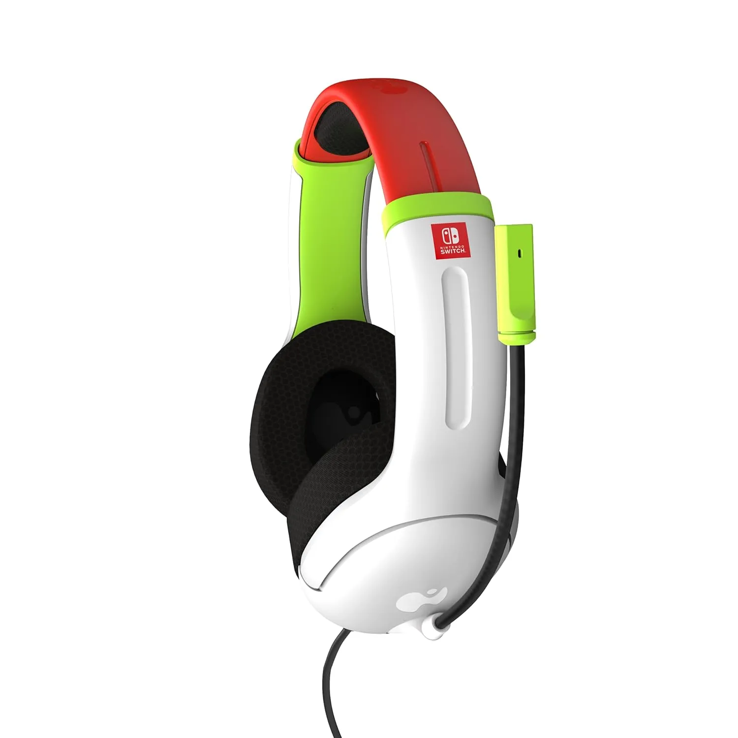 PDP AIRLITE Wired Headset, Officially Licensed Nintendo Switch/Lite/OLED, Lightweight Durable Headphones, 3.5mm audio jack, Noise-canceling Flip-to-Mute Mic, Mario Kart Radiant Racers, White/Red/Green