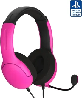 PDP AIRLITE Wired Stereo Gaming Headset, Officially Licensed Sony PlayStation 5, PS5/PS4/PS3/PC, Lightweight Durable Headphones, 3.5mm Audio Jack, Noise-canceling Flip-to-Mute Mic, Nebula Pink