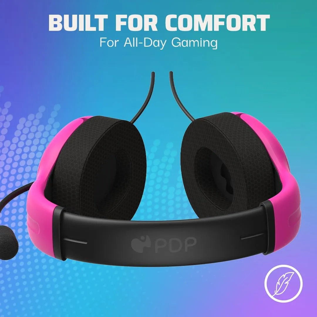 PDP AIRLITE Wired Stereo Gaming Headset, Officially Licensed Sony PlayStation 5, PS5/PS4/PS3/PC, Lightweight Durable Headphones, 3.5mm Audio Jack, Noise-canceling Flip-to-Mute Mic, Nebula Pink