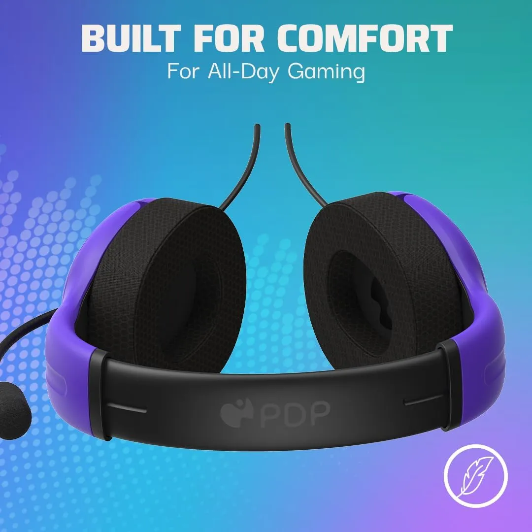 PDP AIRLITE Wired Stereo Gaming Headset, Officially Licensed Sony PlayStation 5, PS5/PS4/PS3/PC, Lightweight Durable Headphones, 3.5mm Audio Jack, Noise-canceling Flip-to-Mute Mic, Ultraviolet Purple