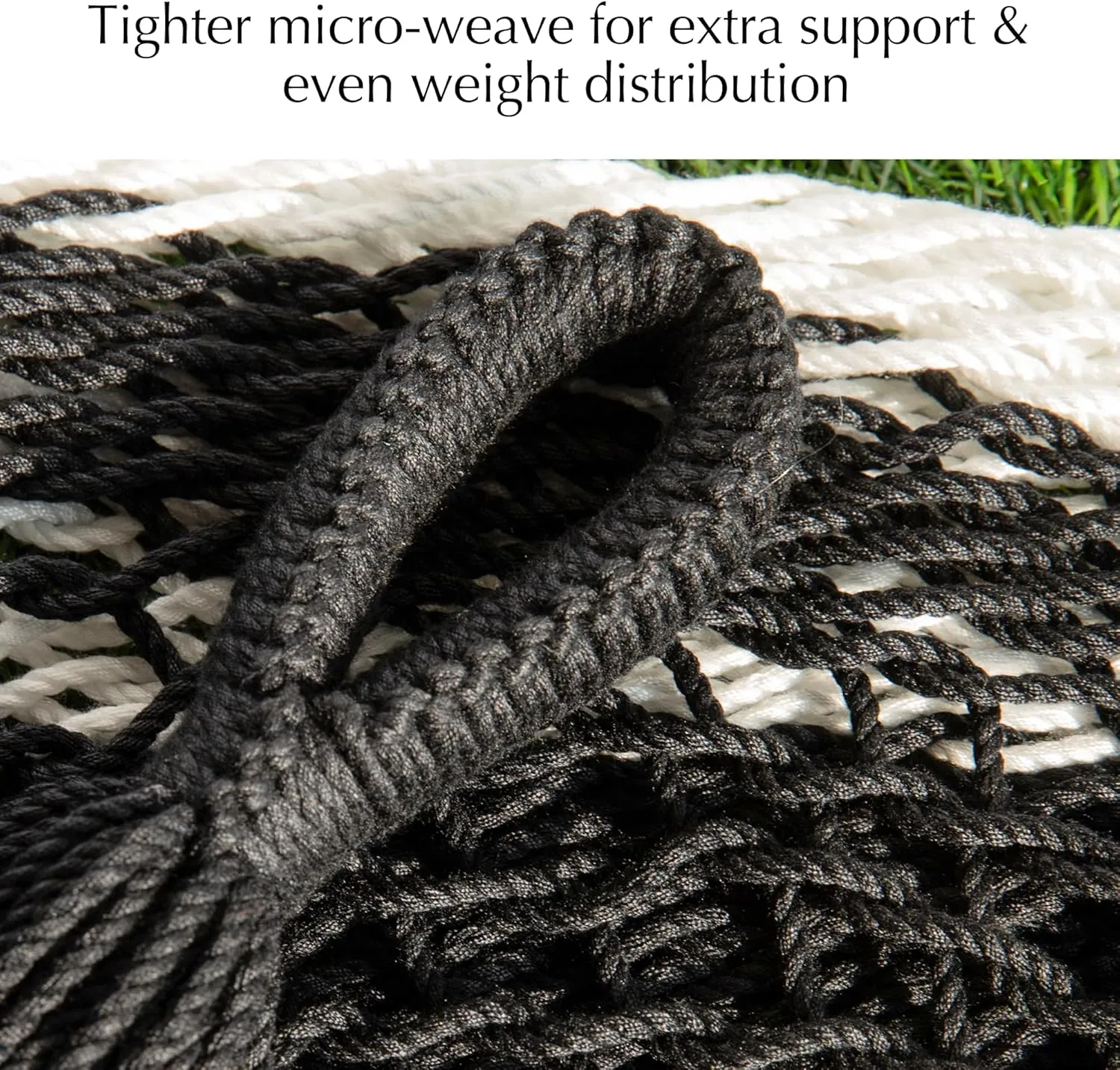 PNAEUT Mayan Hammock, Handwoven XL Thick Soft Rope Hammocks for Outdoor Indoor, Max 600 lbs Capacity, Tree Straps & Carabiners Included (Black and White)