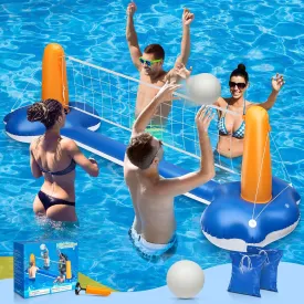 Pool Volleyball Set - 118" Pool Volleyball Net for Inground Includes Upgraded Water Volleyball, Ball Pump & 2 Weight Bags, Pool Games Toys for Adults and Family | 2025 Summer Pool Floaties Party Gift