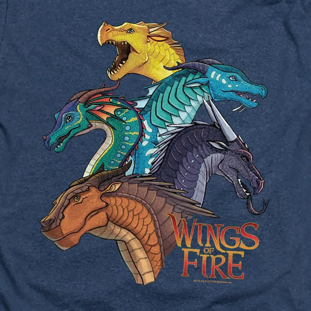 Popfunk Wings of Fire Dragon Heads Unisex Adult Heather T Shirt