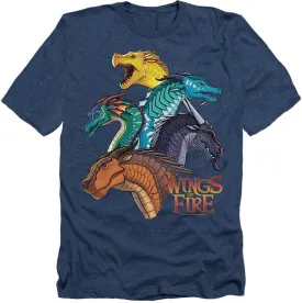 Popfunk Wings of Fire Dragon Heads Unisex Adult Heather T Shirt