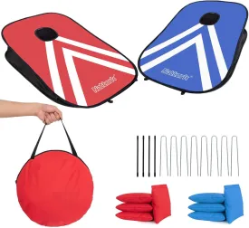 Portable Cornhole Set Collapsible Corn Holes Outdoor Game Set with 2 Cornhole Boards, 8 Cornhole Bean Bags and Carrying Case, Camping Games Indoor Outdoor for Kids, Travel Camping Accessory