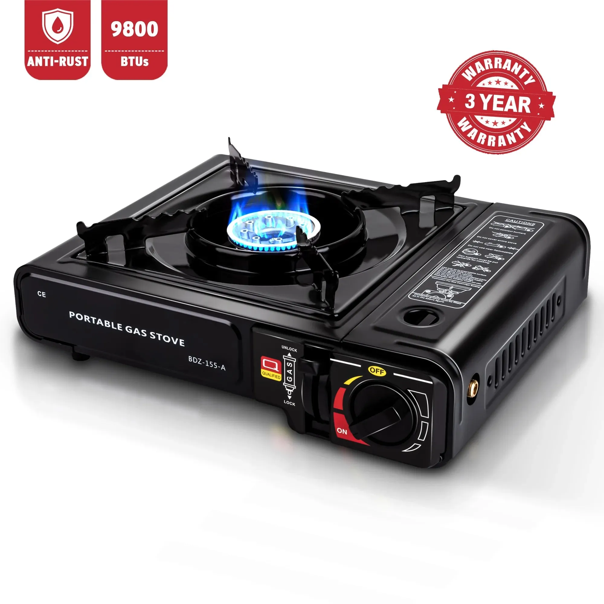 Portableout Camping Gas Stove, Butane, Portable Stove for Outdoor Cooking, 9,800 BTU, 3KW Power