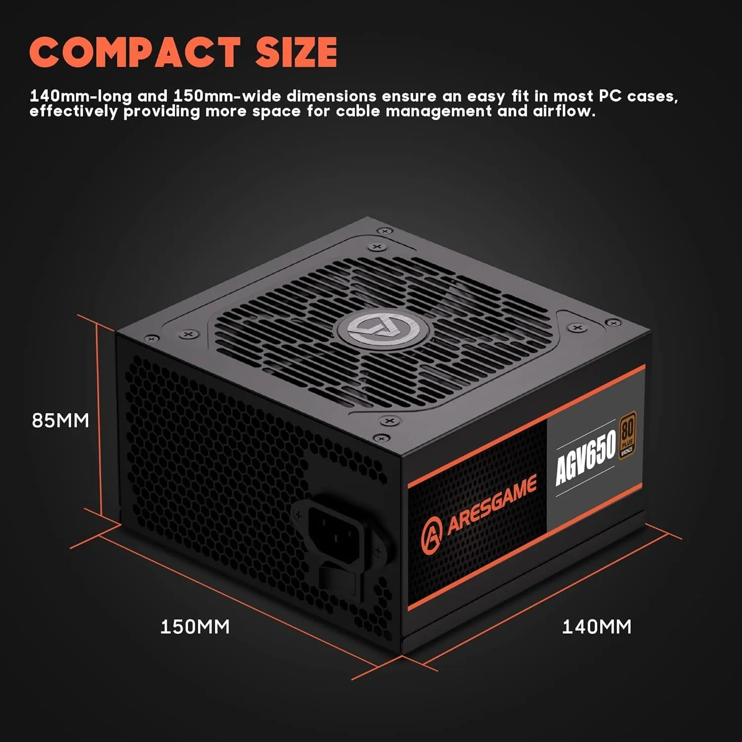 Power Supply 650W, 80 Plus Bronze Certified, Non Modular PSU (AGV650)