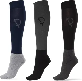 Pramoda 3 Pairs Equestrian Riding Socks for Horse Riding & Tall Boot Knee High Socks for Women (Socks Size 9-11)