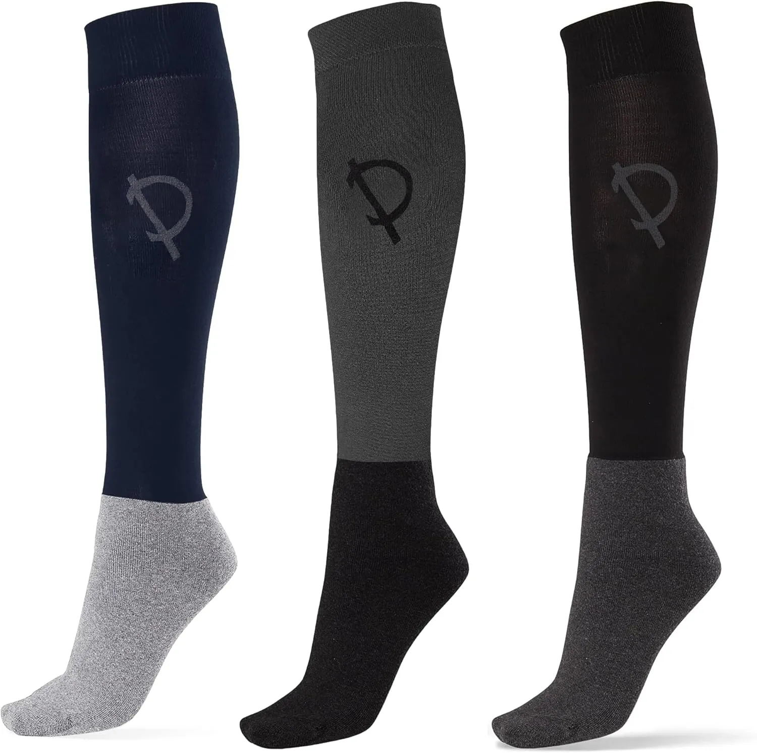 Pramoda 3 Pairs Equestrian Riding Socks for Horse Riding & Tall Boot Knee High Socks for Women (Socks Size 9-11)