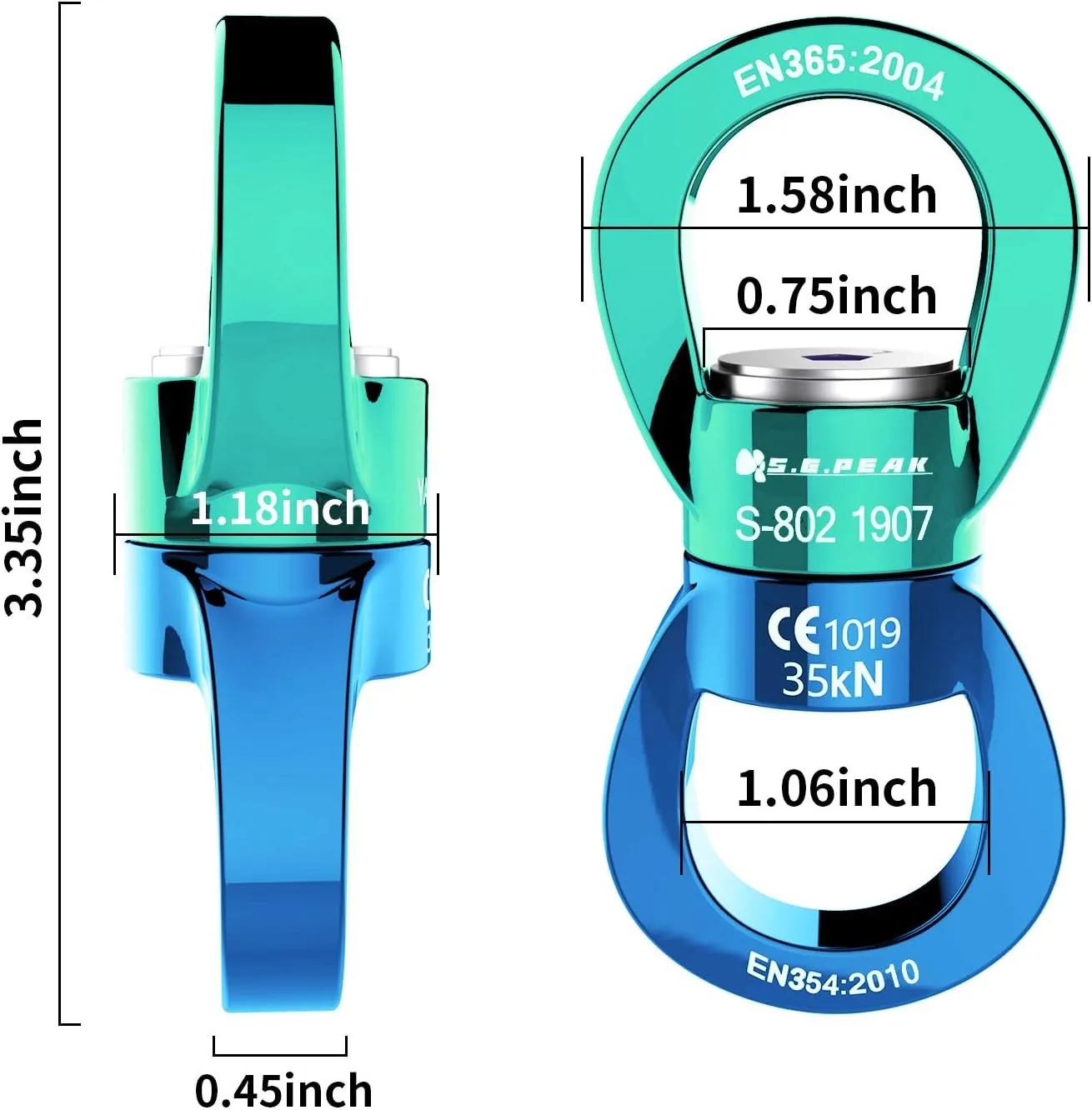PROND Swing Swivel 35kN Safest Rotational Device, Swing Spinner, Carabiner Swivel, Climbing Rope Swivels for Childrens Web Tree Swing Setting, Aerial Dance, Hanging Hammock
