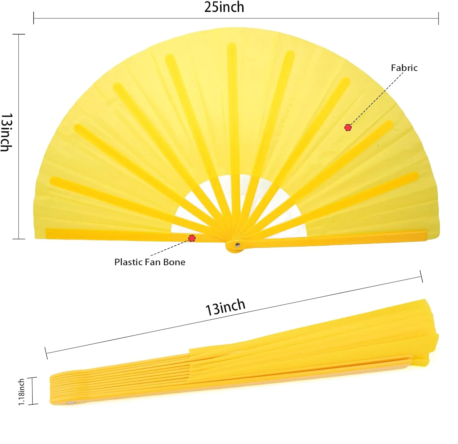 QIRMIZI 2 PCS Large Clacking Fans for Line Dance Popping Fans Rave Fans Boots On The Ground Fans Hand Foldable Fans for Men/Women Handheld Fan for EDM,Festival,Club,Party,Dance,Yellow