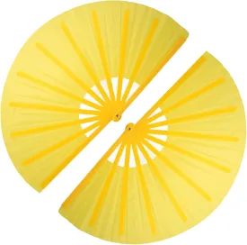 QIRMIZI 2 PCS Large Clacking Fans for Line Dance Popping Fans Rave Fans Boots On The Ground Fans Hand Foldable Fans for Men/Women Handheld Fan for EDM,Festival,Club,Party,Dance,Yellow