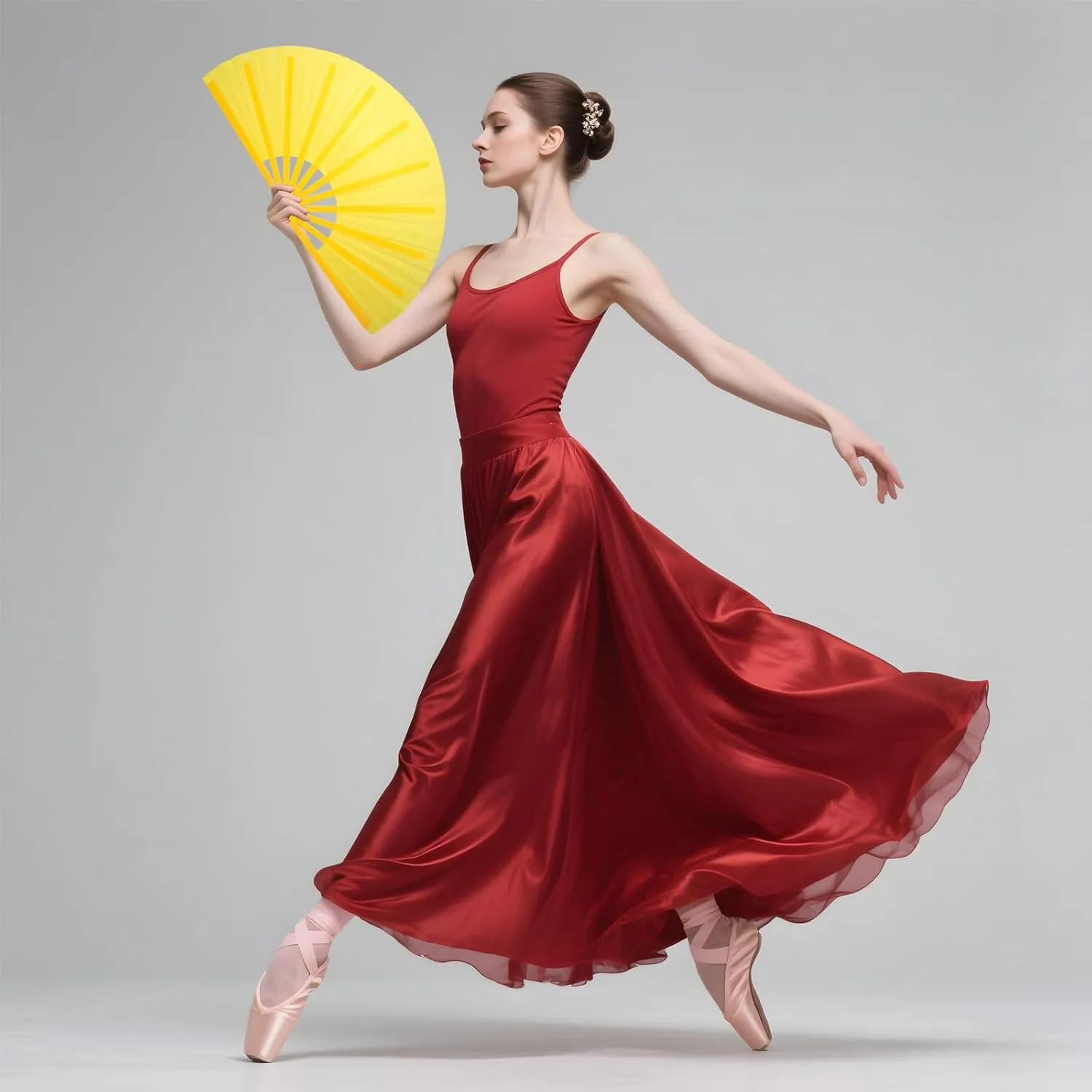 QIRMIZI 2 PCS Large Clacking Fans for Line Dance Popping Fans Rave Fans Boots On The Ground Fans Hand Foldable Fans for Men/Women Handheld Fan for EDM,Festival,Club,Party,Dance,Yellow