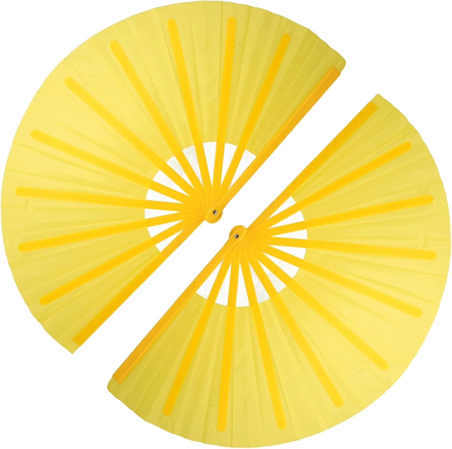 QIRMIZI 2 PCS Large Clacking Fans for Line Dance Popping Fans Rave Fans Boots On The Ground Fans Hand Foldable Fans for Men/Women Handheld Fan for EDM,Festival,Club,Party,Dance,Yellow