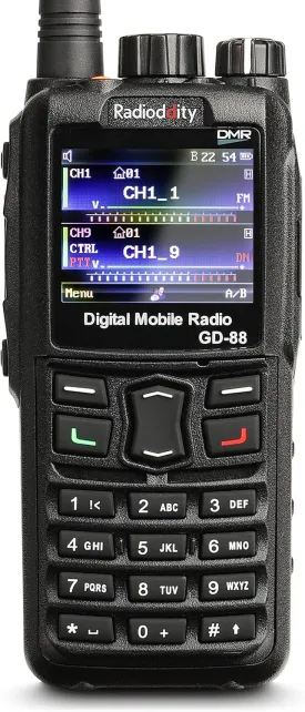 Radioddity GD-88 DMR & Analog 7W Handheld Radio, VHF UHF Dual Band Ham Two Way Radio, with GPS/APRS, Cross-Band Repeater, SFR, 300K Contacts