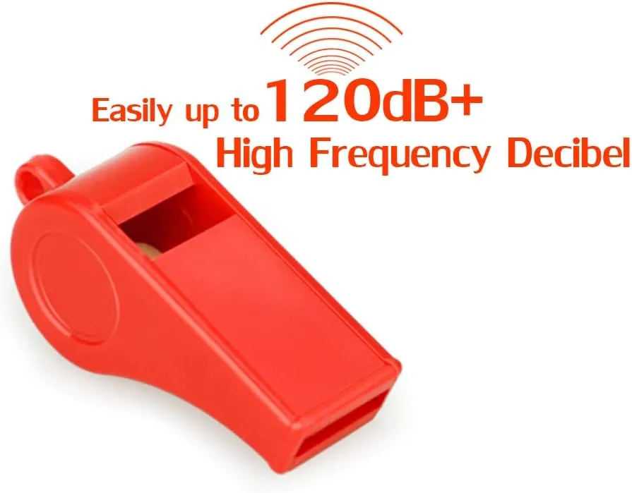 Red Emergency Whistles with Lanyard, Loud Crisp Sound Plastic Whistles Bulk Ideal for Outdoor SportLifesavingand Officials