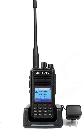 Retevis RT3S DMR Radio, Dual Band Ham Radio with Cable, GPS APRS, Support OpenGD77, 3000 Channels, 120K Contacts, 2000mAh Rechargeable, Long Range Handheld Walkie Talkies for Traveling Hiking