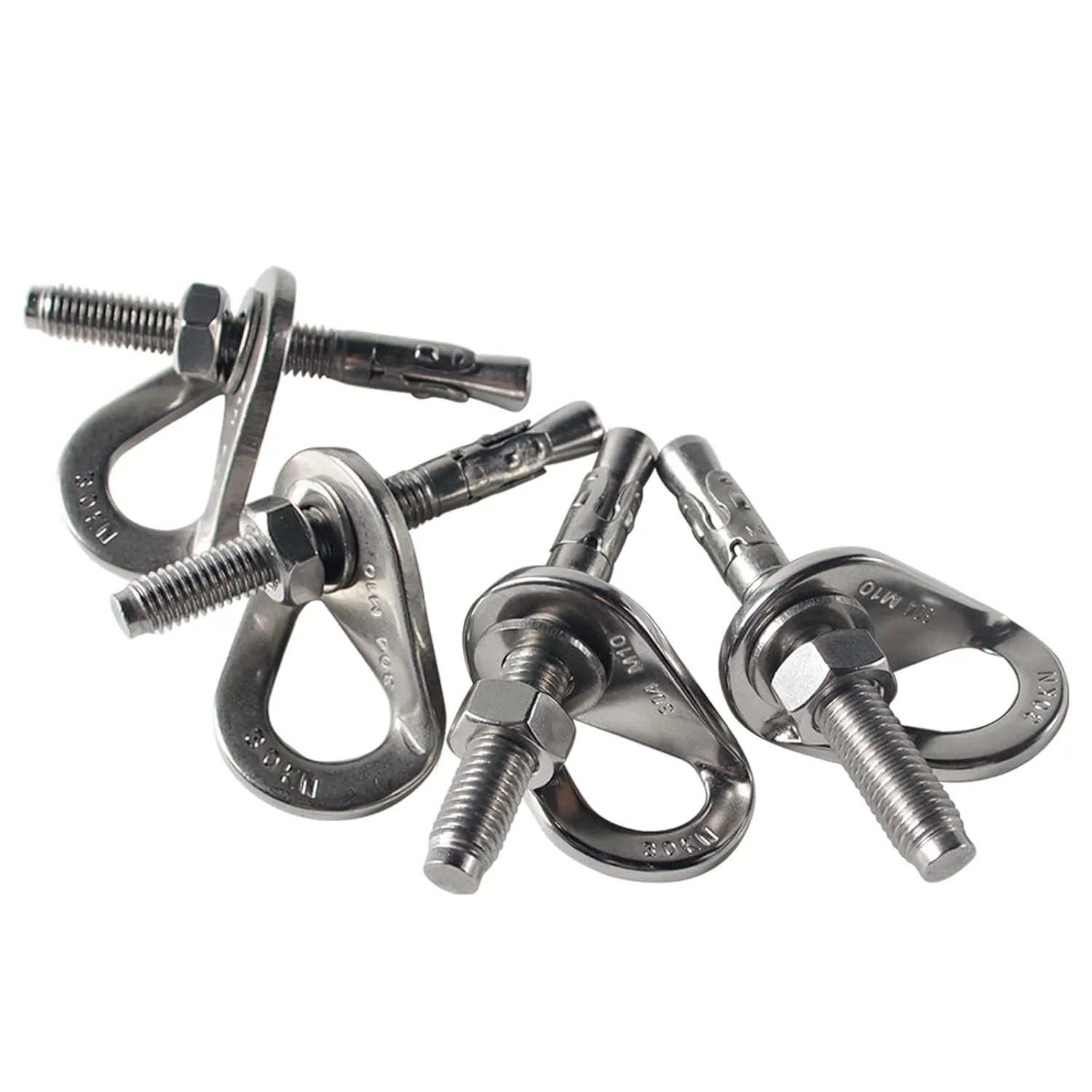 Rock Climbing Holds, 304 Stainless Steel Heavy Duty Climbing Anchor, 10 mm (3/8") Climbing Anchor Bolts for Indoor Outdoor Climb Train High Worker/Mountaineering/Home Gyms/Hammocks(4 Pcs)