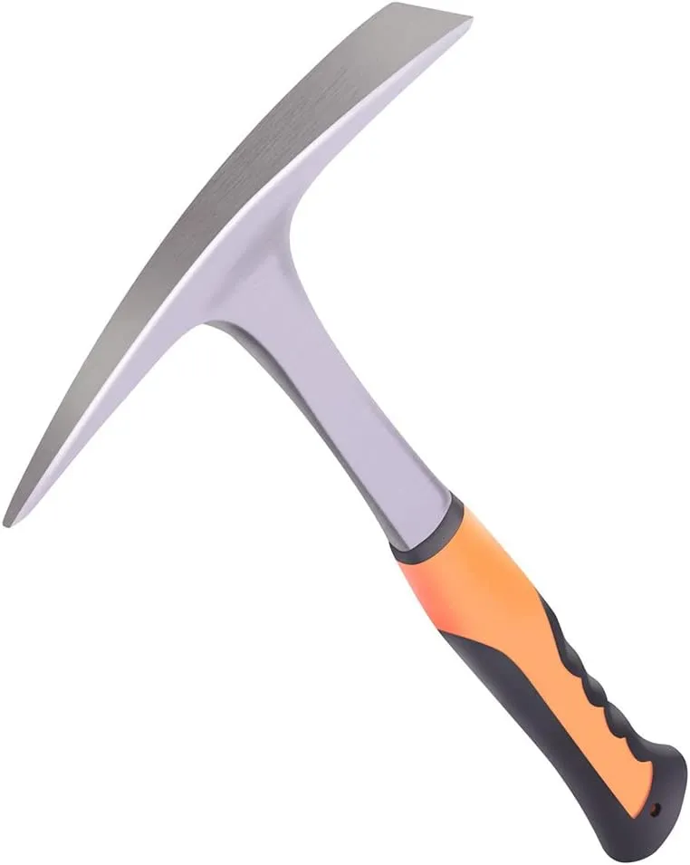 Rock Pick,Forged Brick Hammer, Geologist Rock Pick, Mason's/Bricklayer's Hammer-28 oz Masonary Tool with Pointed Tip &Forged Steel Construction-Shock Reduction handle (point&flat)