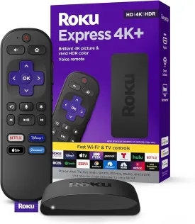 Roku Express 4K  | Roku Streaming Device 4K/HDR with Voice Remote, Free & Live TV