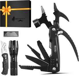 RoverTac Dad Tool Gift Set, 12-in-1 Multitool Hammer, Flashlight & Utility Knife in a Gift Box with "BEST DAD EVER", Unique & Practical Gift for Dad on Fathers Day, Birthday, Christmas & Retirement