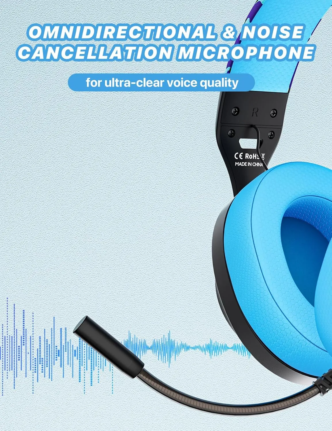 S30 Gaming Headset with Microphone,198g Lightweight Design, Wired Gaming Headphones for Xbox, Xbox Series X|S, PS5, PS4, Switch, PC, Noise Cancelling Mic, Soft Earmuffs (Blue)