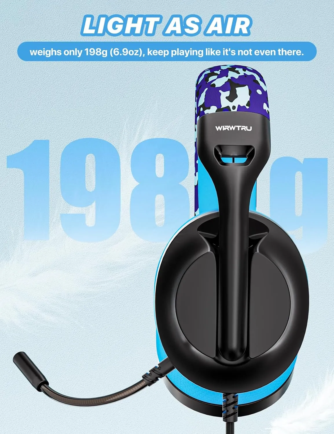 S30 Gaming Headset with Microphone,198g Lightweight Design, Wired Gaming Headphones for Xbox, Xbox Series X|S, PS5, PS4, Switch, PC, Noise Cancelling Mic, Soft Earmuffs (Blue)