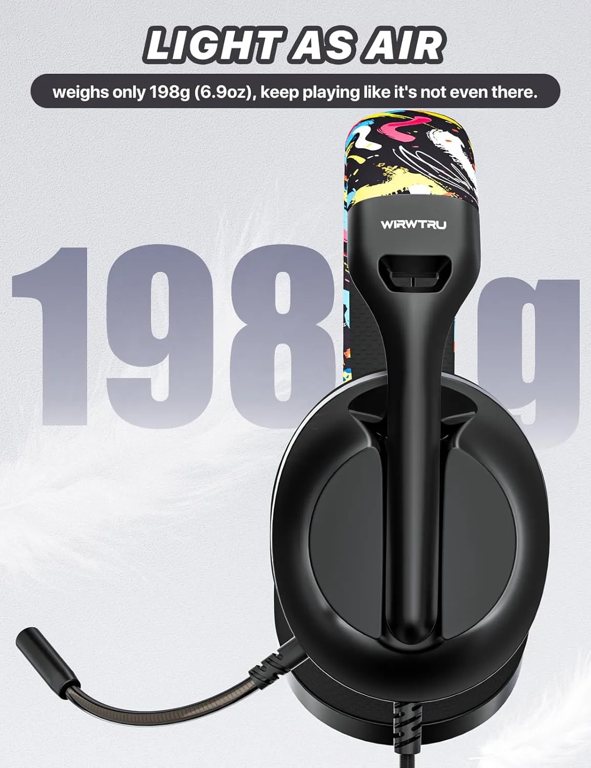 S30 Gaming Headset with Microphone,198g Lightweight Design, Wired Gaming Headphones for Xbox, Xbox Series X|S, PS5, PS4, Switch, PC, Noise Cancelling Mic, Soft Earmuffs (Graffiti)