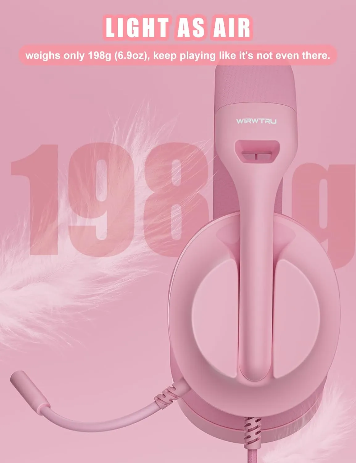 S30 Gaming Headset with Microphone,198g Lightweight Design, Wired Gaming Headphones for Xbox, Xbox Series X|S, PS5, PS4, Switch, PC, Noise Cancelling Mic, Soft Earmuffs (Pink)