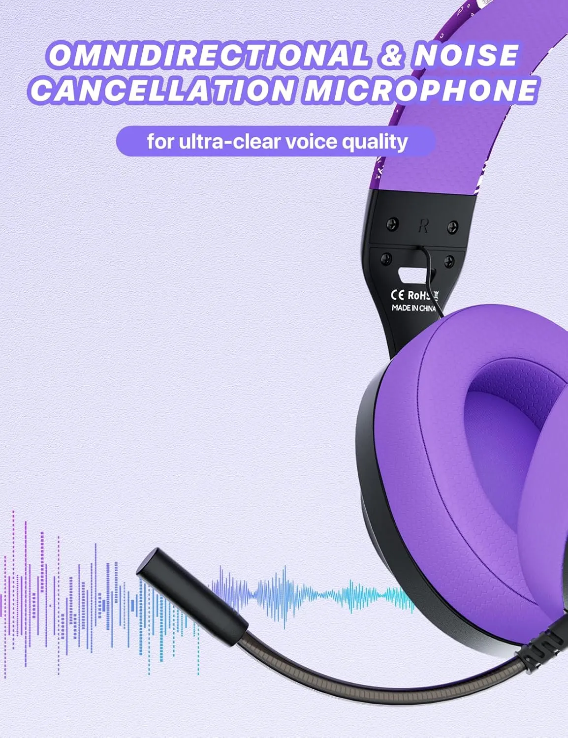 S30 Gaming Headset with Microphone,198g Lightweight Design, Wired Gaming Headphones for Xbox, Xbox Series X|S, PS5, PS4, Switch, PC, Noise Cancelling Mic, Soft Earmuffs (Purple)