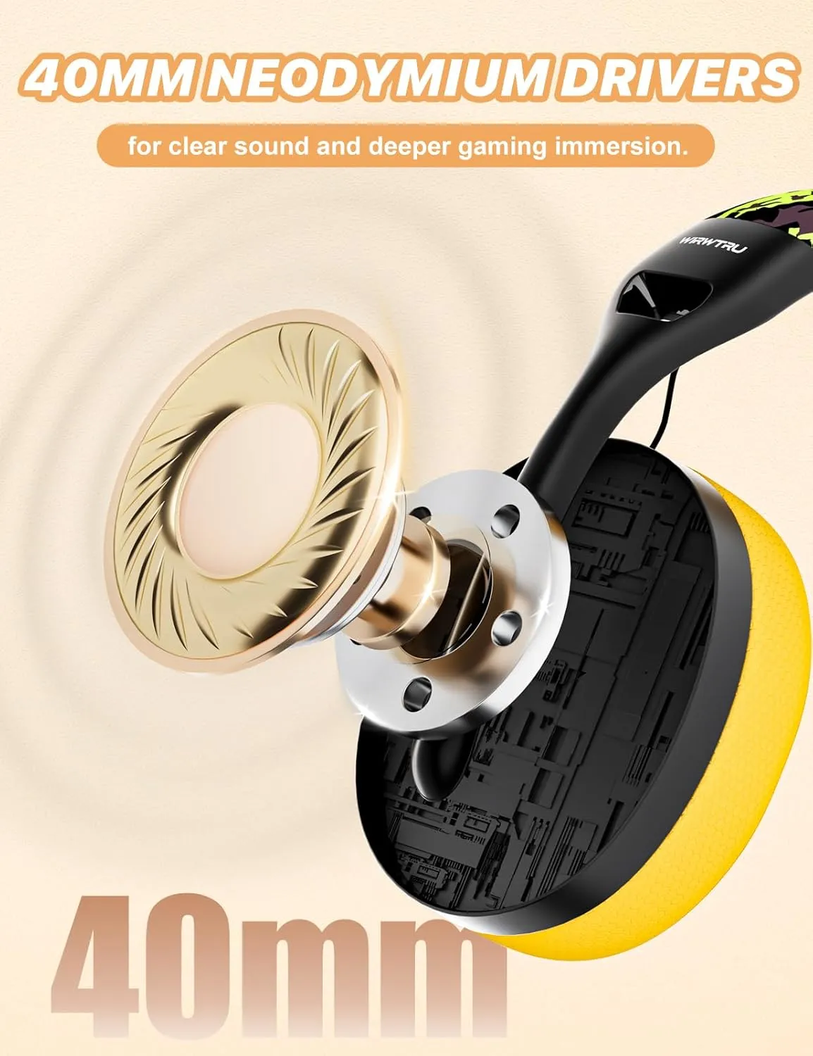 S30 Gaming Headset with Microphone,198g Lightweight Design, Wired Gaming Headphones for Xbox, Xbox Series X|S, PS5, PS4, Switch, PC, Noise Cancelling Mic, Soft Earmuffs (Yellow)